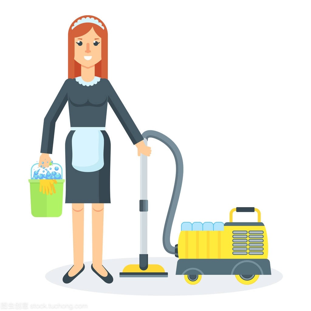 用吸塵器的女仆